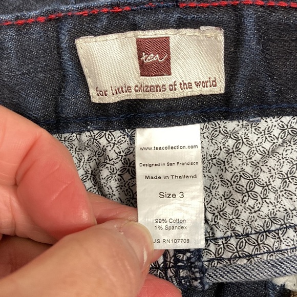 Tea girls jeans dark wash adjustable waist cotton spandex size 3 - Picture 7 of 8
